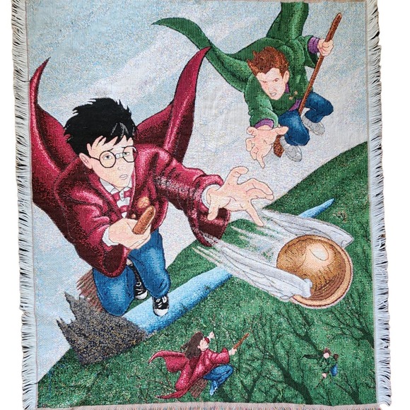Vintage Harry Potter Tapestry Throw Blanket Quidditch - Picture 5 of 5